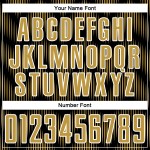 Benutzerdefiniertes Sublimations-Fußballtrikot in Schwarz mit alter Gold-Weiß-Linie Benutzerdefiniertes Sublimations-Fußballtrikot in Schwarz mit alter Gold-Weiß-Linie