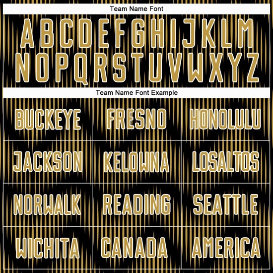 Benutzerdefiniertes Sublimations-Fußballtrikot in Schwarz mit alter Gold-Weiß-Linie Benutzerdefiniertes Sublimations-Fußballtrikot in Schwarz mit alter Gold-Weiß-Linie