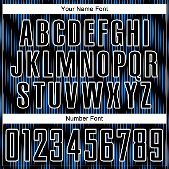 Benutzerdefiniertes Sublimations-Fußballtrikot in Schwarz-Pulverblau mit weißer Linie