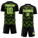 Benutzerdefiniertes schwarz-neongrün-weißes Sublimations-Fußballtrikot