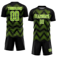 Benutzerdefiniertes schwarz-neongrün-weißes Sublimations-Fußballtrikot