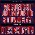 Benutzerdefiniertes Sublimations-Fußballtrikot mit der Linie in Marineblau und Rot mit Weiß