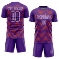 Benutzerdefinierte Lila Orange-Weiß Linie Sublimation Fußball Uniform Trikot