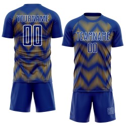 Benutzerdefiniertes Fußballtrikot mit Sublimationsdruck in Royal Gold und Weiß