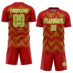 Benutzerdefiniertes Sublimations-Fußballtrikot mit roter, neongrüner und weißer Linie