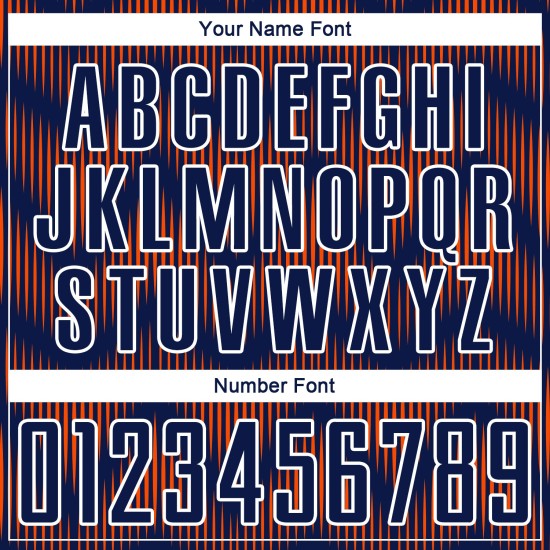 Benutzerdefiniertes Sublimations-Fußballtrikot in Marineblau und Orange mit weißer Linie