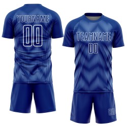 Benutzerdefiniertes Fußballtrikot mit Sublimationsdruck in Königsblau und Weiß