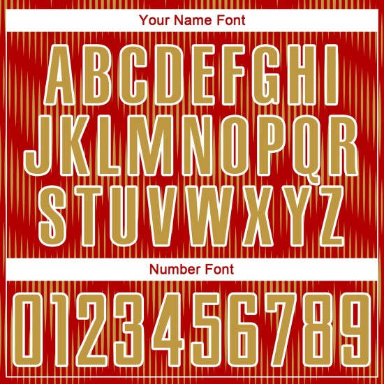 Benutzerdefiniertes Sublimations-Fußballtrikot in Rot und Altgold mit weißer Linie