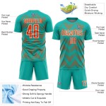 Benutzerdefiniertes Aqua Orange-Weiß Line Sublimation Fußballuniformtrikot