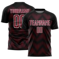 Benutzerdefinierte schwarz-rot-weiße Linie Sublimation Fußballuniform Trikot