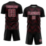 Benutzerdefinierte schwarz-rot-weiße Linie Sublimation Fußballuniform Trikot