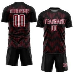Benutzerdefinierte schwarz-rot-weiße Linie Sublimation Fußballuniform Trikot