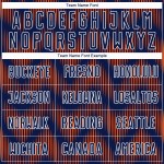 Benutzerdefiniertes Sublimations-Fußballtrikot in Marineblau und Orange mit weißer Linie