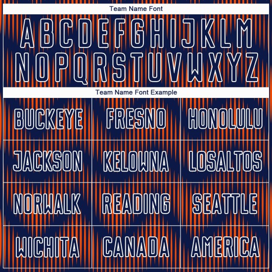 Benutzerdefiniertes Sublimations-Fußballtrikot in Marineblau und Orange mit weißer Linie