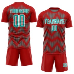 Benutzerdefiniertes Sublimations-Fußballtrikot mit rot-weißer Linie