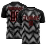 Benutzerdefiniertes schwarz-rot-weißes Sublimations-Fußballtrikot