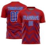 Benutzerdefiniertes Red Thunder Blau-Weiß Line Sublimation Fußballuniform-Trikot