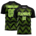 Benutzerdefiniertes schwarz-neongrün-weißes Sublimations-Fußballtrikot