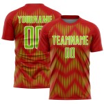 Benutzerdefiniertes Sublimations-Fußballtrikot mit roter, neongrüner und weißer Linie