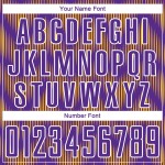 Benutzerdefiniertes Lila-Gold-Weiß-Linien-Sublimations-Fußballtrikot