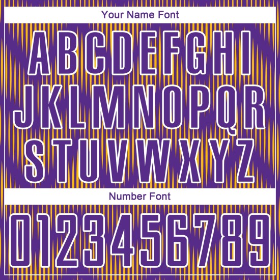 Benutzerdefiniertes Lila-Gold-Weiß-Linien-Sublimations-Fußballtrikot