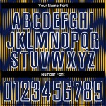 Benutzerdefiniertes Marineblaues Fußballtrikot mit gold-weißer Linie und Sublimationsdruck