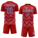 Benutzerdefiniertes Sublimations-Fußballtrikot in Rot/Mittelviolett/Schwarz