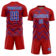 Benutzerdefiniertes Red Thunder Blau-Weiß Line Sublimation Fußballuniform-Trikot