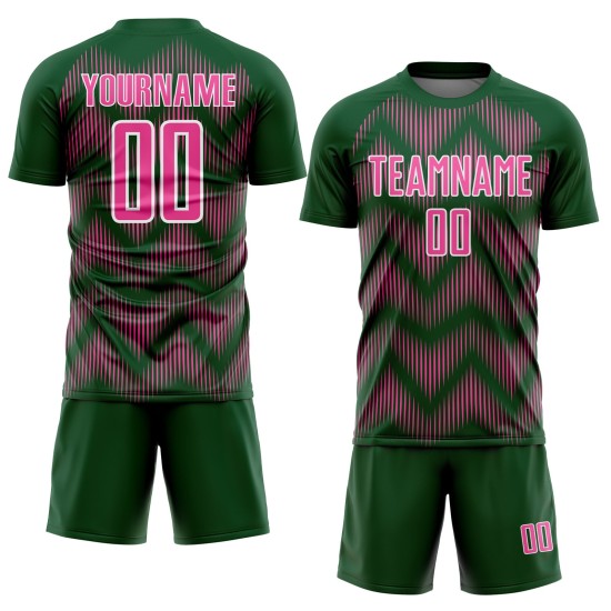 Benutzerdefiniertes grün-rosa-weißes Sublimations-Fußballtrikot