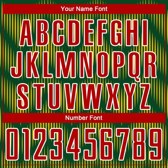 Benutzerdefiniertes Sublimations-Fußballtrikot mit grün-rot-goldener Linie