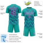 Benutzerdefiniertes Aqua-Lila-Weiß-Linien-Sublimations-Fußballtrikot