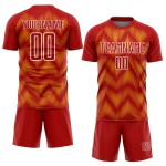 Benutzerdefiniertes rot-gelb-weißes Sublimations-Fußballtrikot