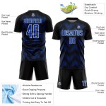 Benutzerdefiniertes Sublimations-Fußballtrikot mit der Linie „Black Thunder Blue-White“